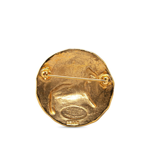 CHANEL Coco Mark Lion Motif Brooch Gold Plated Luxury Brooch - Picture 2 of 4